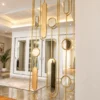 Gold stainless steel fluted glass partition screen by Alliance International Store