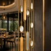 Gold stainless steel fluted glass partition screen by Alliance International Store