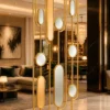 Gold stainless steel fluted glass partition screen by Alliance International Store