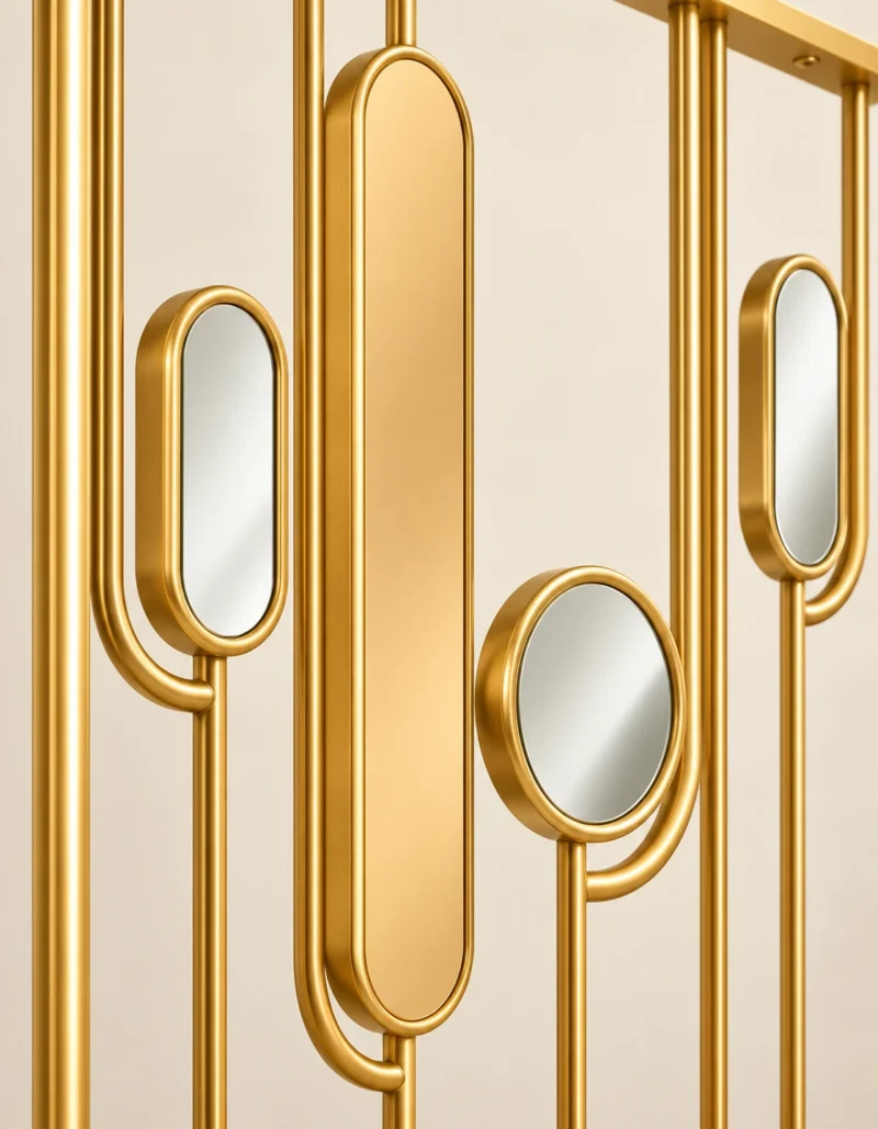 Gold stainless steel fluted glass partition screen by Alliance International Store
