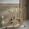 HaloArc Luxe 4 tier glass serving trolley with gold frame