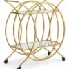 HaloArc Luxe 4 tier glass serving trolley with gold frame