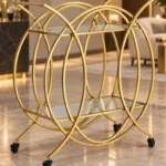 HaloArc Luxe 4 tier glass serving trolley with gold frame