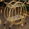 HaloArc Luxe 4 tier glass serving trolley with gold frame