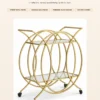 HaloArc Luxe 4 tier glass serving trolley with gold frame