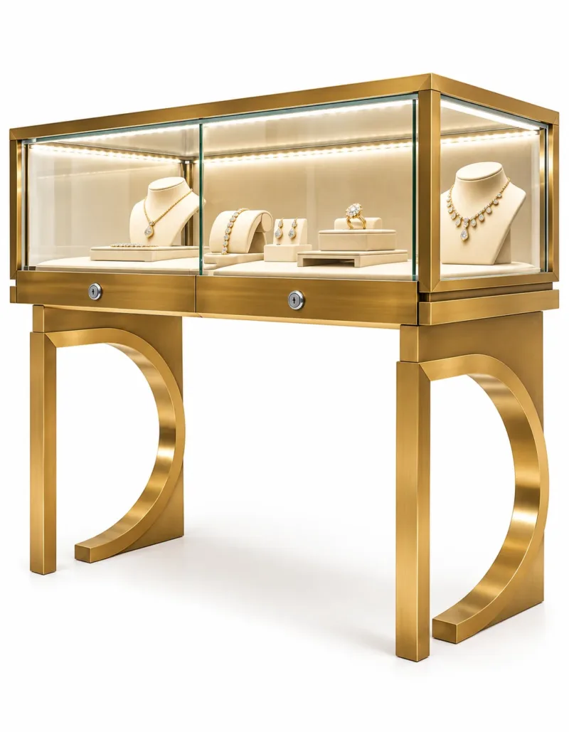 Lumora Gold LED jewelry display counter for showroom