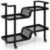 Nero Wave split level serving trolley with black frame and wave detailing