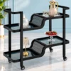 Nero Wave split level serving trolley with black frame and wave detailing