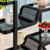 Nero Wave split level serving trolley with black frame and wave detailing