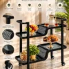 Nero Wave split level serving trolley with black frame and wave detailing