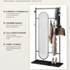 Noirva full length mirror with garment rack and black stainless steel frame