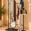 Noirva full length mirror with garment rack and black stainless steel frame