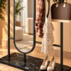 Noirva full length mirror with garment rack and black stainless steel frame