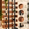 Norvia Luxe 6 tier retail display rack with wooden-look shelves and black frame