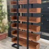 Norvia Luxe 6 tier retail display rack with wooden-look shelves and black frame