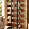 Norvia Luxe 6 tier retail display rack with wooden-look shelves and black frame