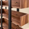 Norvia Luxe 6 tier retail display rack with wooden-look shelves and black frame