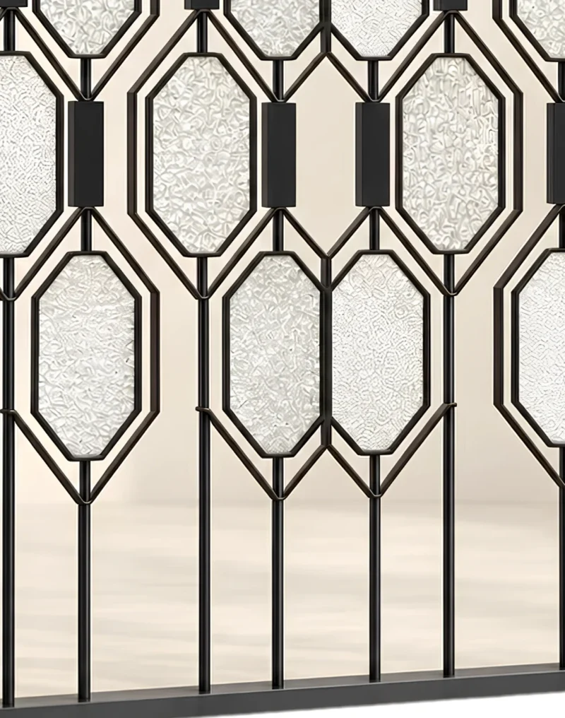 Onyx Geo geometric premix glass partition with black frame