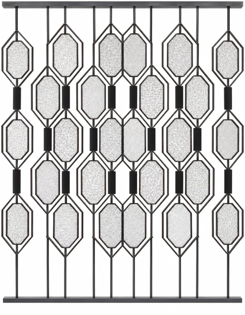 Onyx Geo geometric premix glass partition with black frame