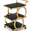 Orbit Luxe circular frame serving trolley with gold finish