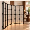 PrismFold Luxe folding premix glass partition with black frame