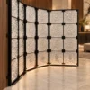 PrismFold Luxe folding premix glass partition with black frame