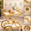 Regent Wheel 4 tier serving trolley with large spoked wheels and gold frame