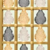 Ruby Drop decorative premix glass partition with Gold PVD grid