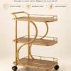 Serena Curve designer serving trolley for home with gold frame