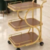 Serena Curve designer serving trolley for home with gold frame
