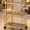 Serena Curve designer serving trolley for home with gold frame