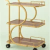 Serena Curve designer serving trolley for home with gold frame