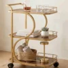Serena Curve designer serving trolley for home with gold frame