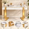 Serena Luxe marble console table with drawers, white top and gold frame