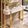 Serena Luxe marble console table with drawers, white top and gold frame