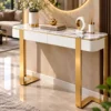 Serena Luxe marble console table with drawers, white top and gold frame