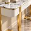 Serena Luxe marble console table with drawers, white top and gold frame