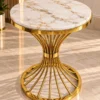 Solara Fan marble side table with gold radial base