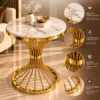 Solara Fan marble side table with gold radial base