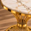 Solara Fan marble side table with gold radial base