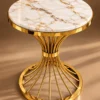 Solara Fan marble side table with gold radial base