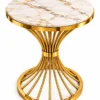 Solara Fan marble side table with gold radial base