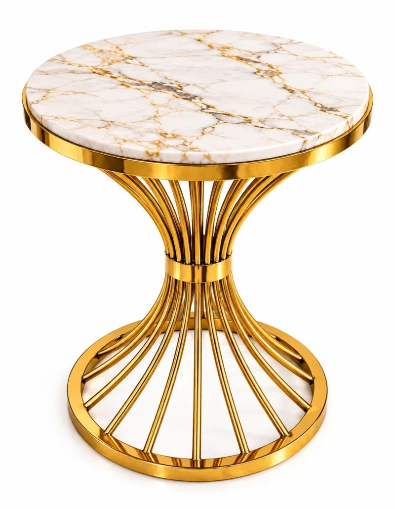 Solara Fan marble side table with gold radial base