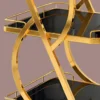 Sorella Curve curved serving trolley with gold frame