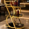 Sorella Curve curved serving trolley with gold frame