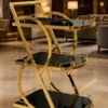 Sorella Curve curved serving trolley with gold frame