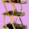 Sorella Curve curved serving trolley with gold frame