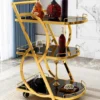 Sorella Curve curved serving trolley with gold frame