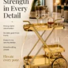 Velora Luxe bar trolley with bottle holder and gold frame