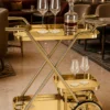 Velora Luxe bar trolley with bottle holder and gold frame